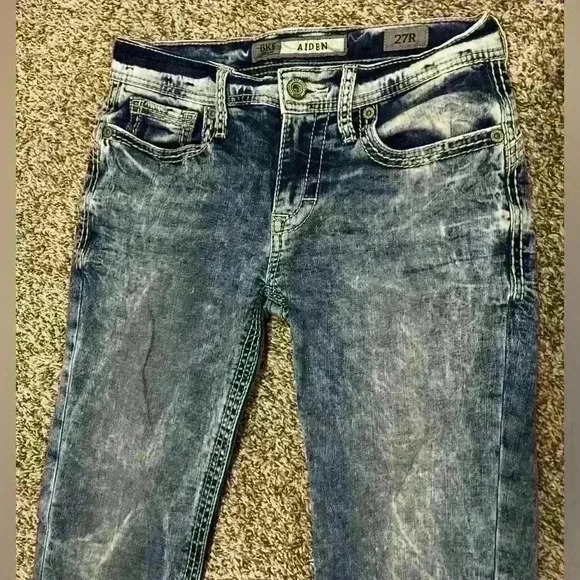 BKE Buckle Aiden Bootleg size men 27R Low Rise Distressed Jeans Acid Rinse Wash - Picture 3 of 6